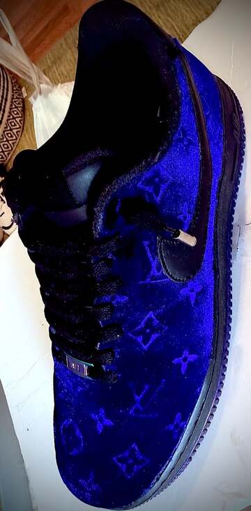 Nike Other - Custom NIKE LV AF1 · :Black leather with blue. Velvet overlay